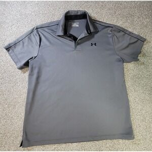 Under Armour  XL Tech Golf Polo Gray HEAT GEAR Business Casual Coach Sports